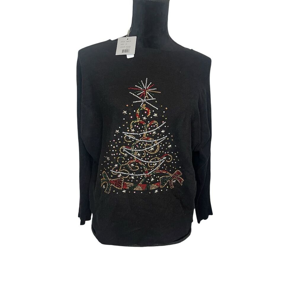 NWT UGLY CHRISTMAS SWEATER‎ BEADED RHINESTONE FESTIVE SWEATER SIZE MEDIUM